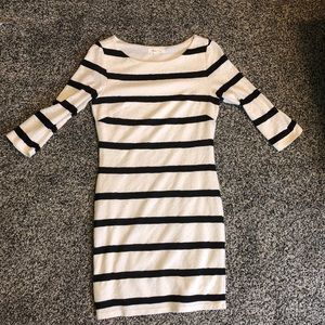 Whiteblack stripe lace dress small quarter sleeve